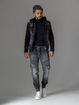 Jeans delgados de hombres CD446 con puños elásticos en el dobladillo