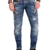 CD466 Jeans tube pour homme avec triple ceinture en coupe droite