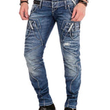 CD466 Jeans tube pour homme avec triple ceinture en coupe droite