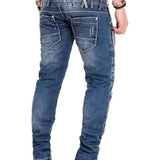 CD466 Jeans tube pour homme avec triple ceinture en coupe droite