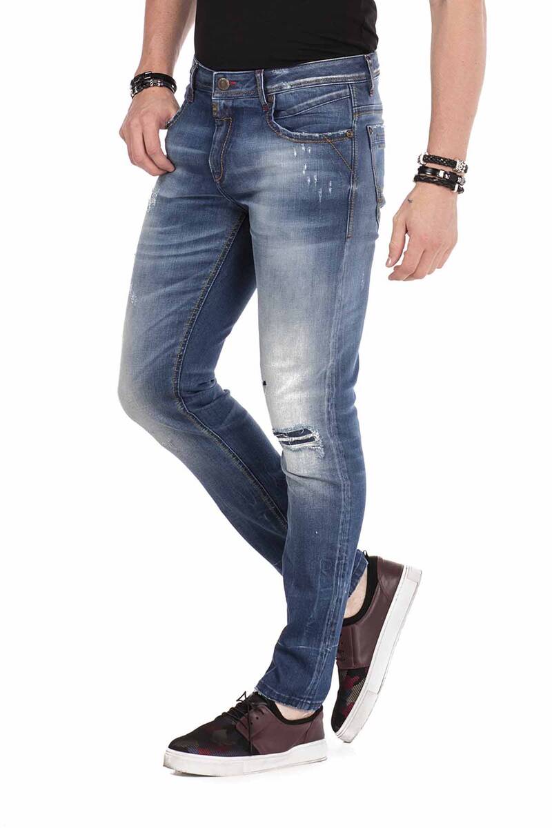Jeans comodi da uomo CD475 nel look slim distrutto