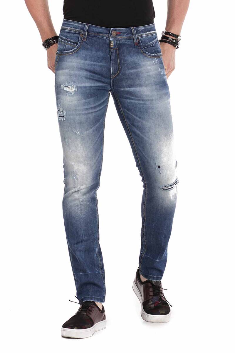 Jeans comodi da uomo CD475 nel look slim distrutto