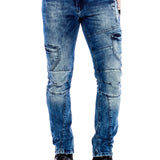 CD478 Jeans confortable pour hommes, aspect délavé Slim Fit