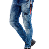 CD478 Jeans confortable pour hommes, aspect délavé Slim Fit