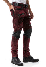 CD481 Men Slim Fit Jeans with rivets and decorative zippers