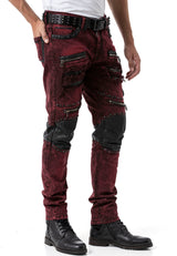 CD481 Men Slim Fit Jeans with rivets and decorative zippers