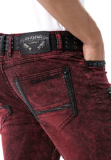 CD481 Men Slim Fit Jeans with rivets and decorative zippers