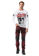 CD481 Men Slim Fit Jeans with rivets and decorative zippers