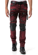 CD481 Men Slim Fit Jeans with rivets and decorative zippers