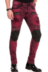 CD481 Men Slim Fit Jeans with rivets and decorative zippers