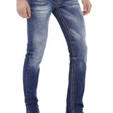 CD483 Men Slim-Fit-Jeans with embroidered back pockets