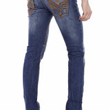 CD483 Men Slim-Fit-Jeans with embroidered back pockets