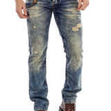 CD493 Herren Straight-Jeans mit Destroyed-Effekten