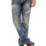 CD493 Herren Straight-Jeans mit Destroyed-Effekten