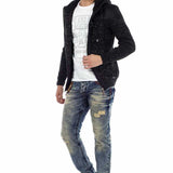 CD493 Herren Straight-Jeans mit Destroyed-Effekten
