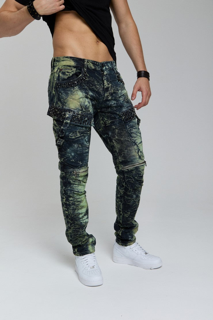 CD494 Jeans cómodos para hombres con bolsas de piedras preciosas en ajuste regular
