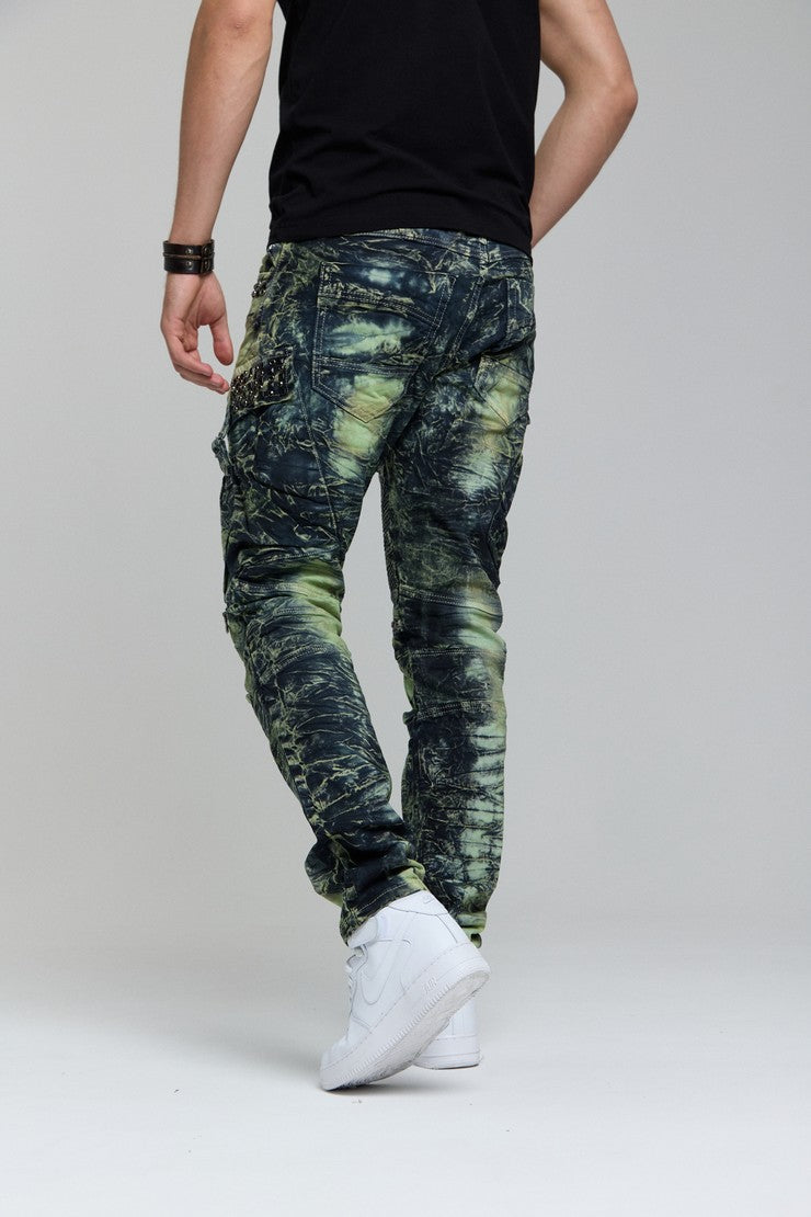 CD494 Jeans cómodos para hombres con bolsas de piedras preciosas en ajuste regular