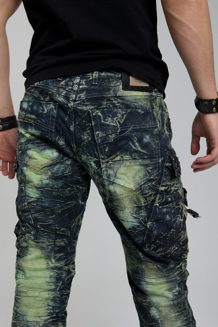 CD494 Jeans cómodos para hombres con bolsas de piedras preciosas en ajuste regular