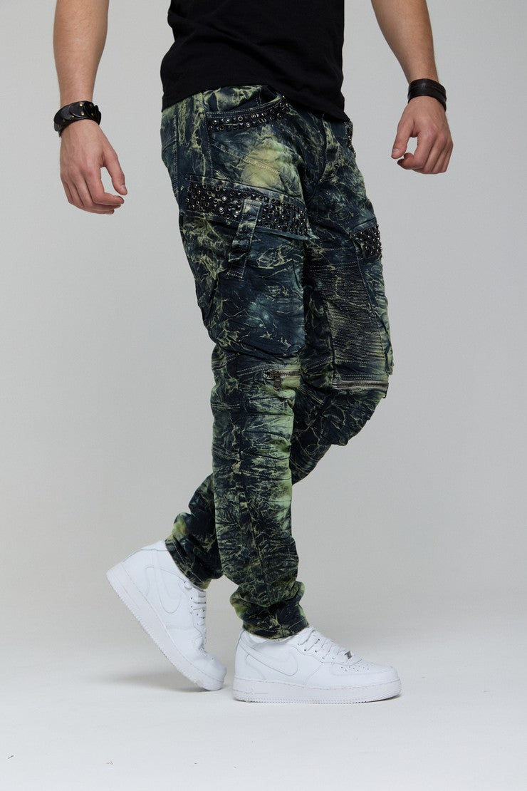 CD494 Jeans cómodos para hombres con bolsas de piedras preciosas en ajuste regular