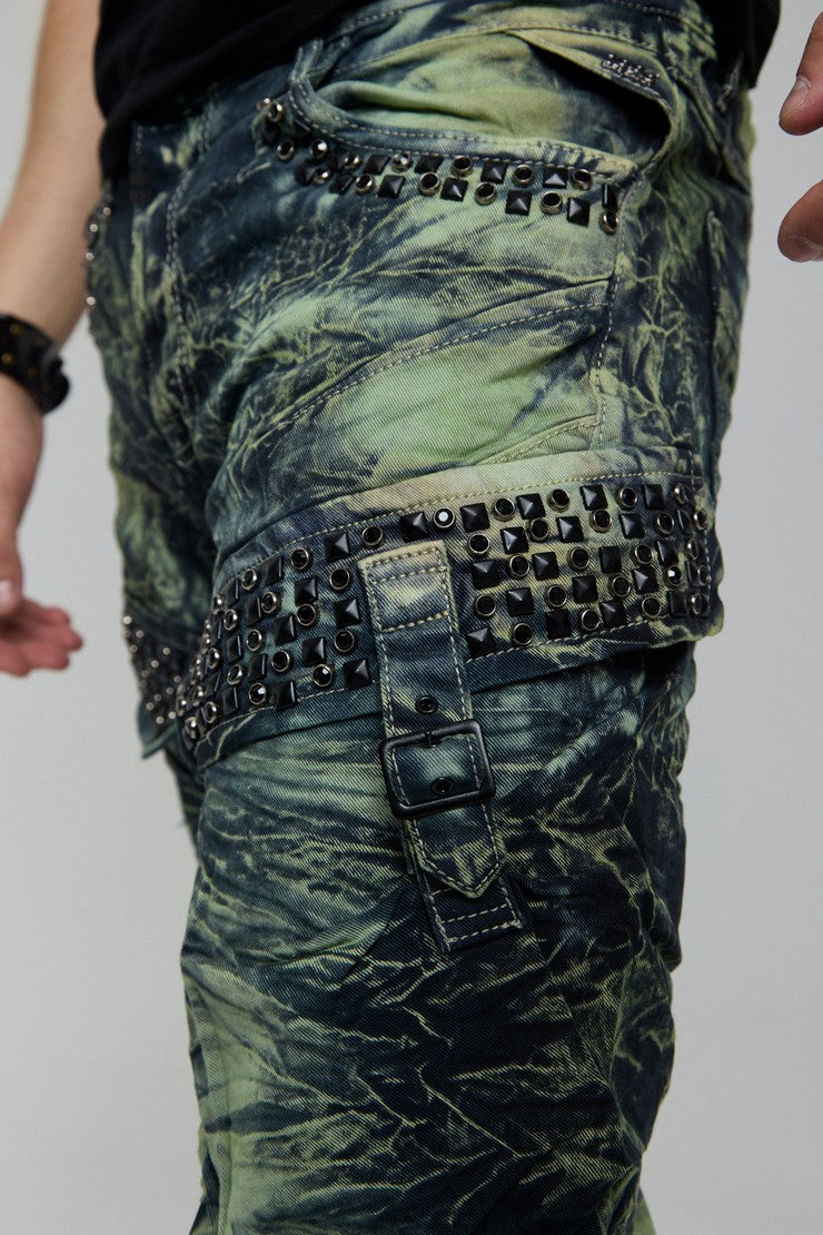 CD494 Jeans cómodos para hombres con bolsas de piedras preciosas en ajuste regular