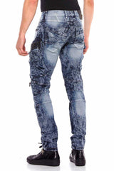 CD494 Jeans cómodos para hombres con bolsas de piedras preciosas en ajuste regular