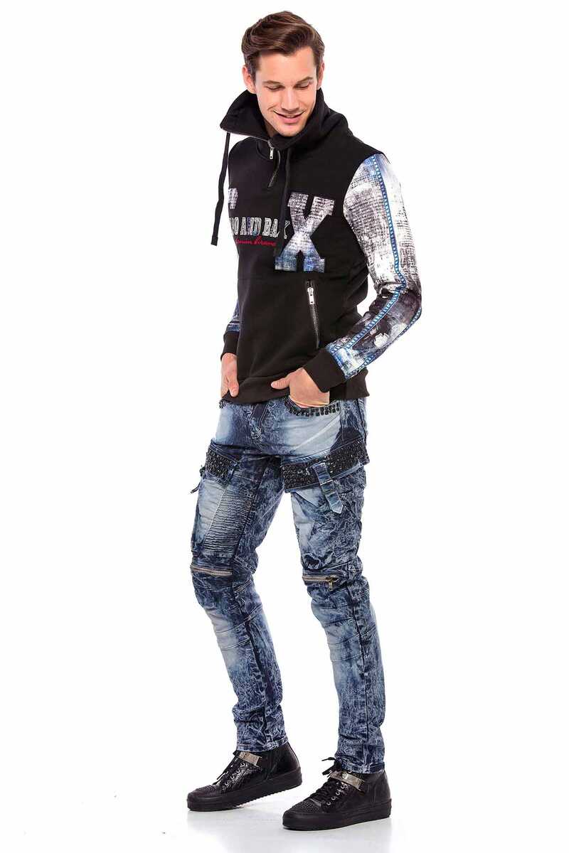 CD494 Jeans cómodos para hombres con bolsas de piedras preciosas en ajuste regular