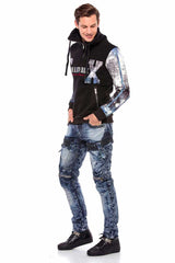 CD494 Jeans cómodos para hombres con bolsas de piedras preciosas en ajuste regular