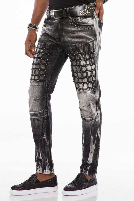 CD496 Jeans streetwear pour homme avec motif délavé