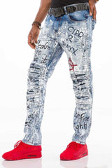 CD498 Slim-fit jeans voor heren in de coole vernietigde look