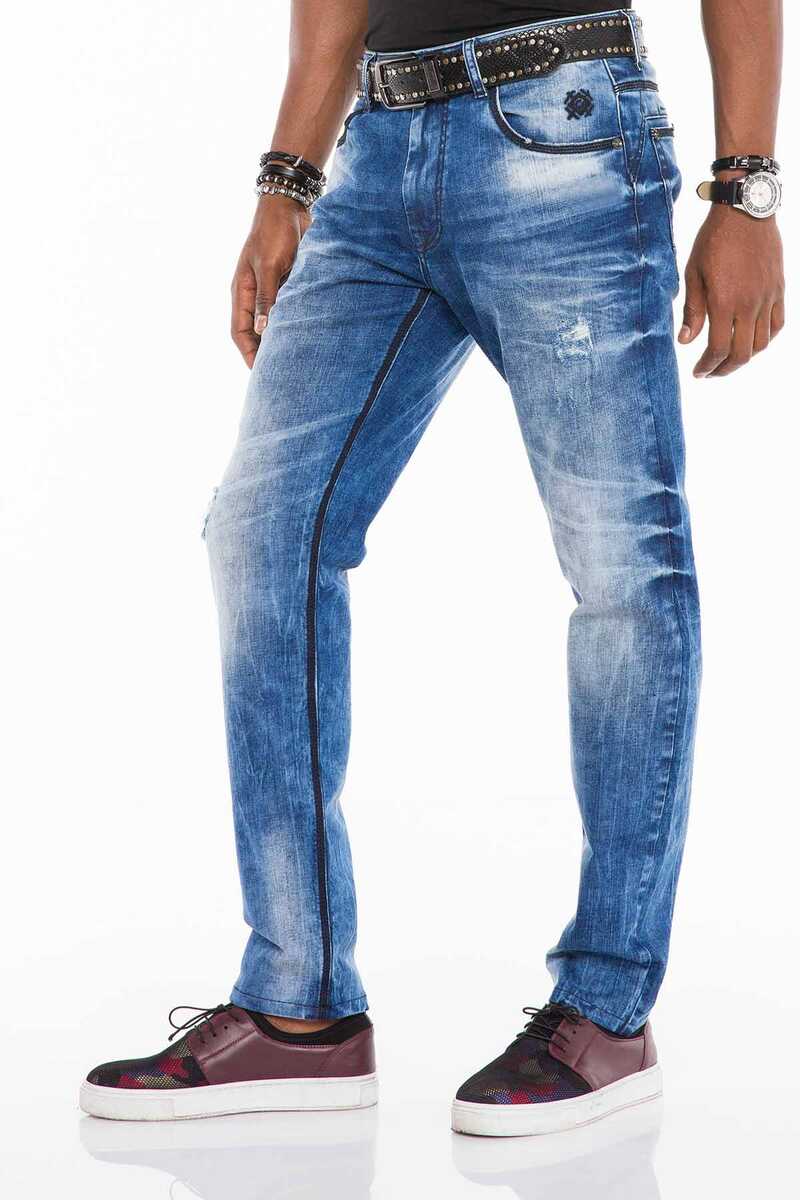 CD499 Men's comfortable jeans with cool contrast stitching