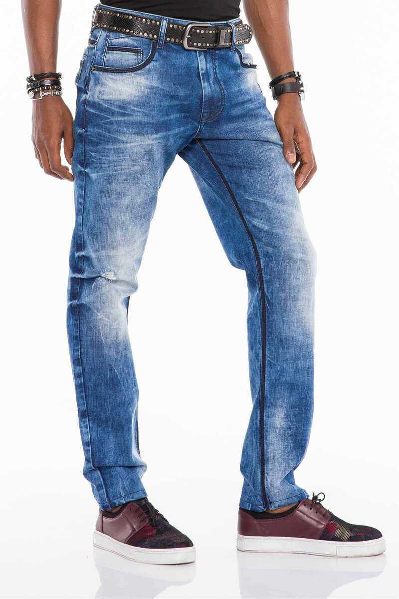 Jeans comodi da uomo CD499 con cuciture di contrasto fresco