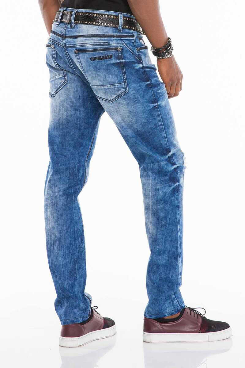 Jeans comodi da uomo CD499 con cuciture di contrasto fresco