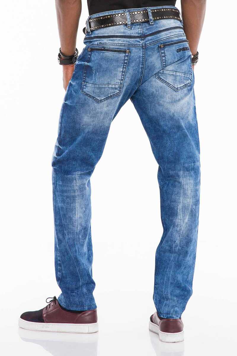 Jeans cómodos para hombres CD499 con costuras de contraste frescas