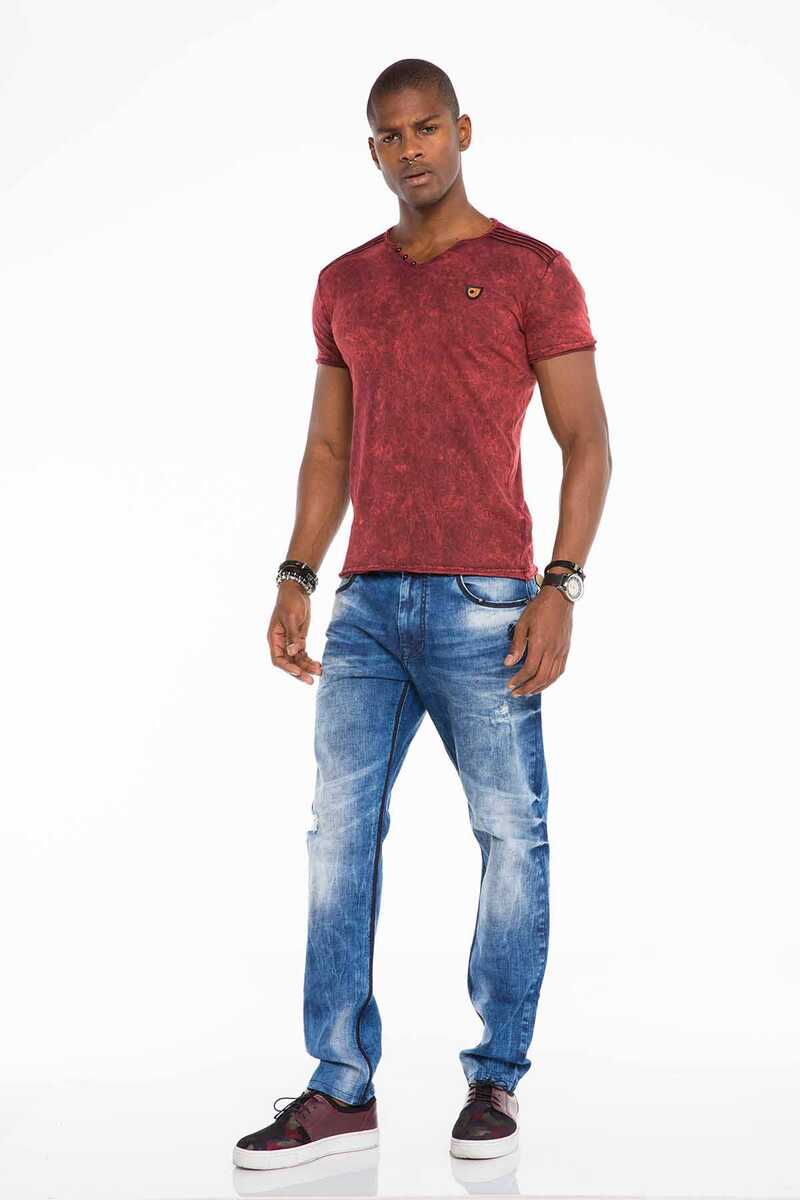 Jeans cómodos para hombres CD499 con costuras de contraste frescas