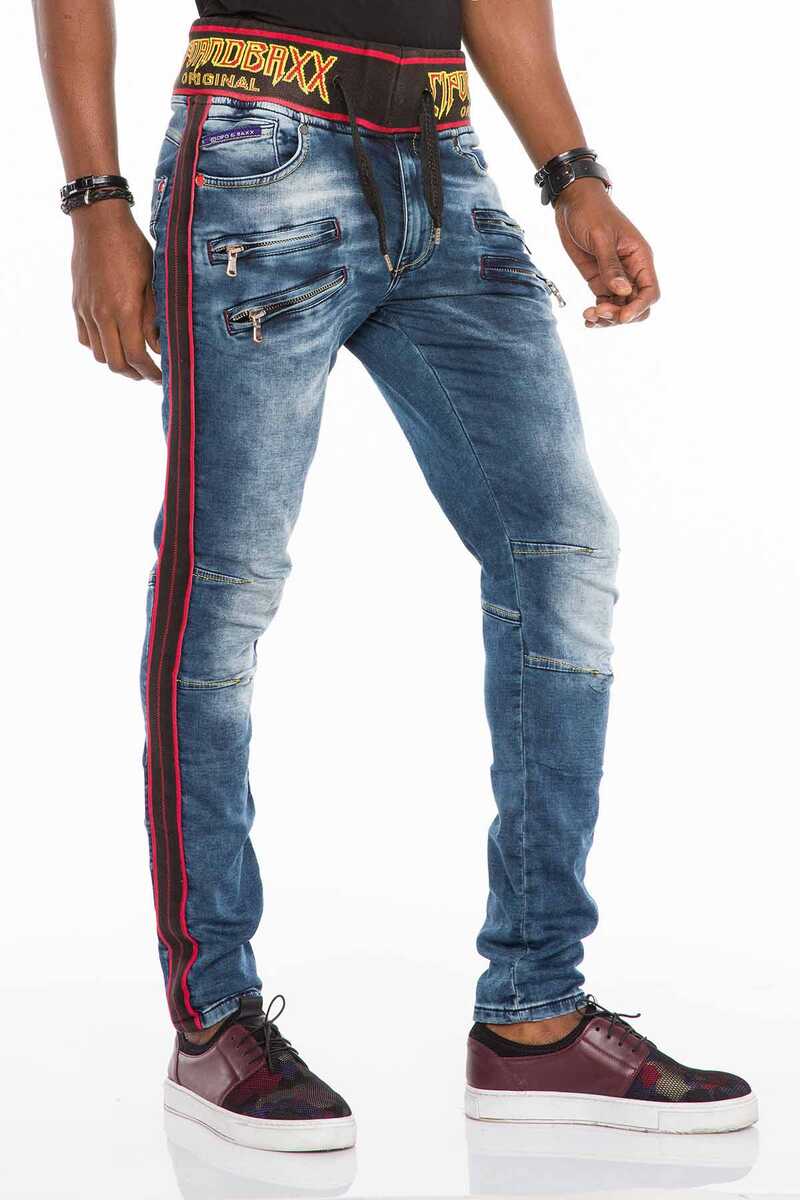 CD504 Men's comfortable jeans with a cord in Slim Fit