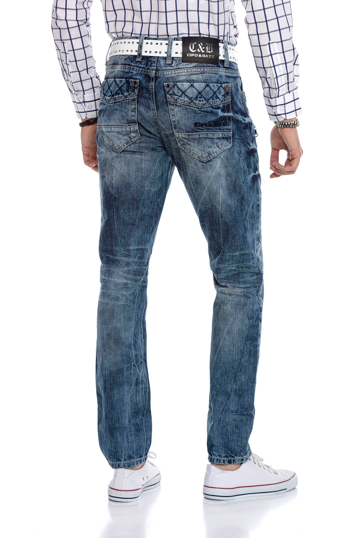CD510 men's comfortable jeans with striking stitching
