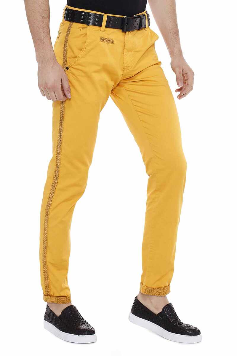 CD511 Chino -broek voor heren met modieuze decoratieve stiksels