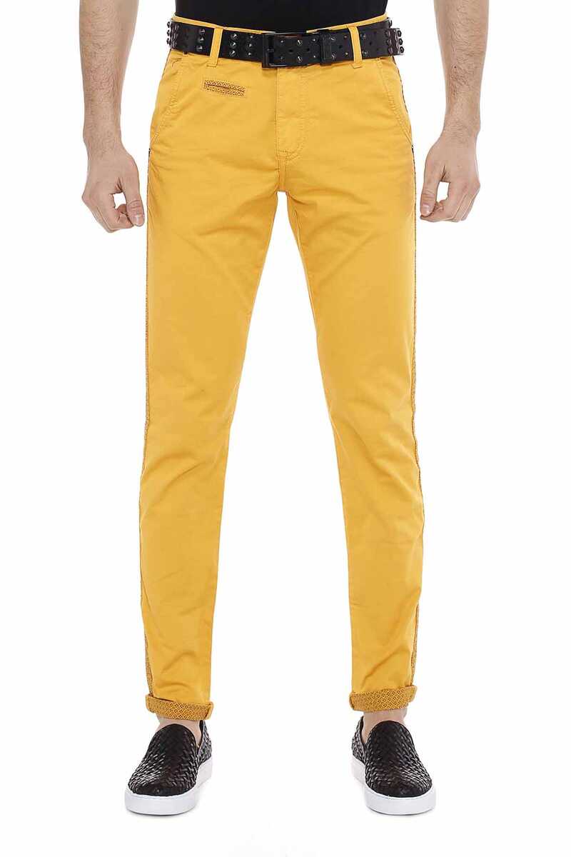 CD511 Chino -broek voor heren met modieuze decoratieve stiksels
