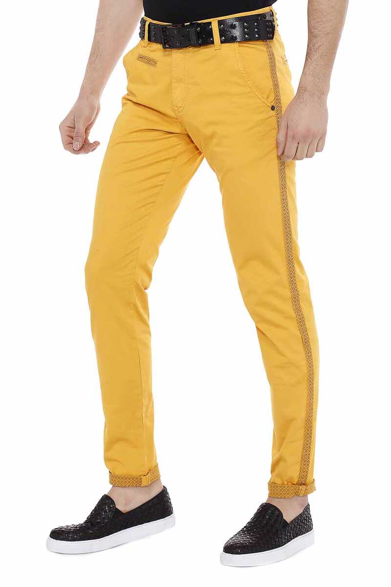 CD511 Chino -broek voor heren met modieuze decoratieve stiksels
