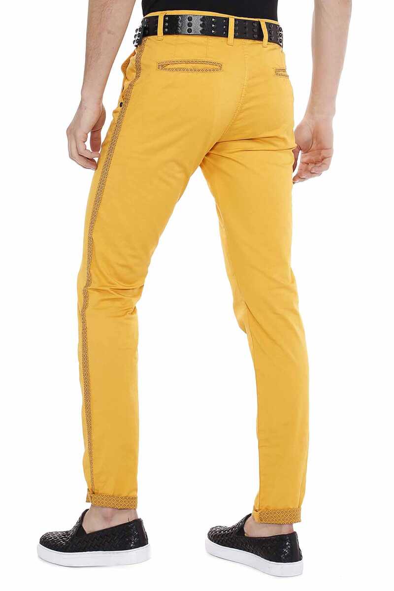 CD511 Chino -broek voor heren met modieuze decoratieve stiksels