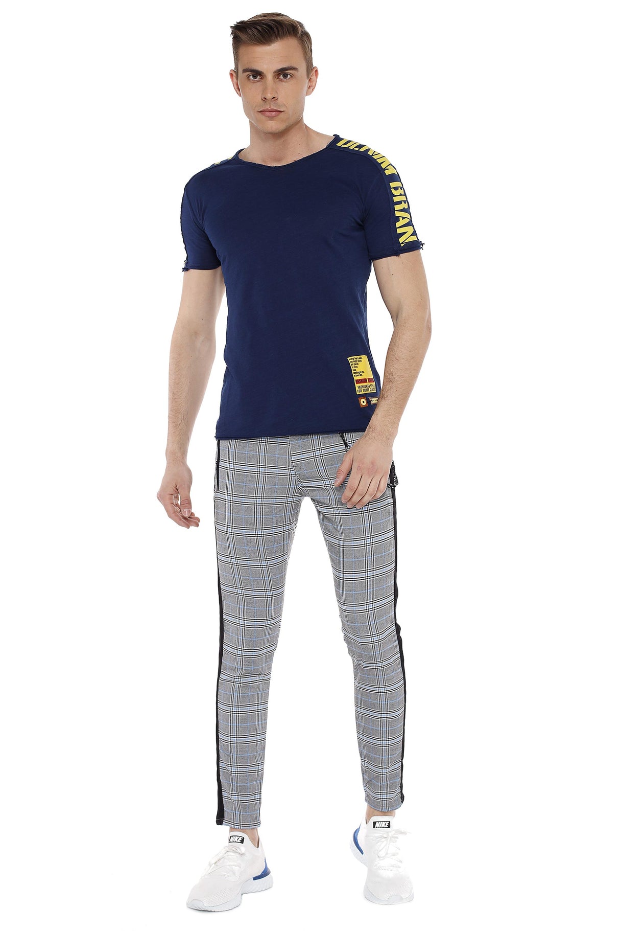 Pantalones de tela para hombres CD518 con un patrón de caroma