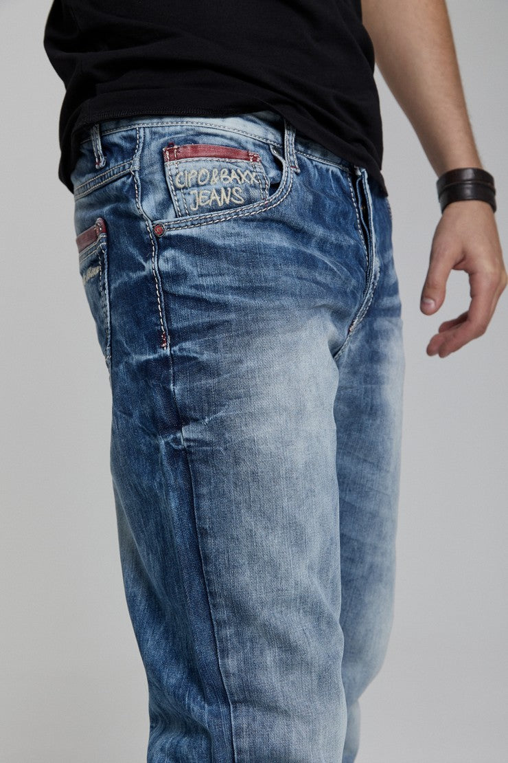 CD520 Jeans tubulaire pour hommes look usé