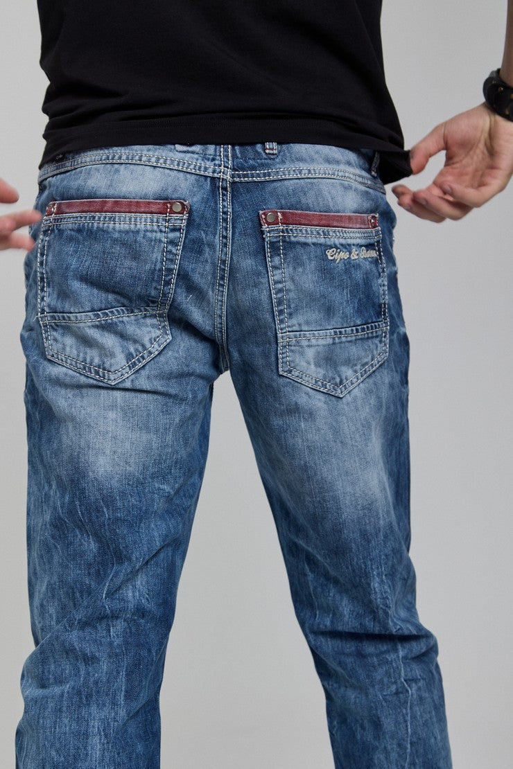 CD520 Jeans tubulaire pour hommes look usé
