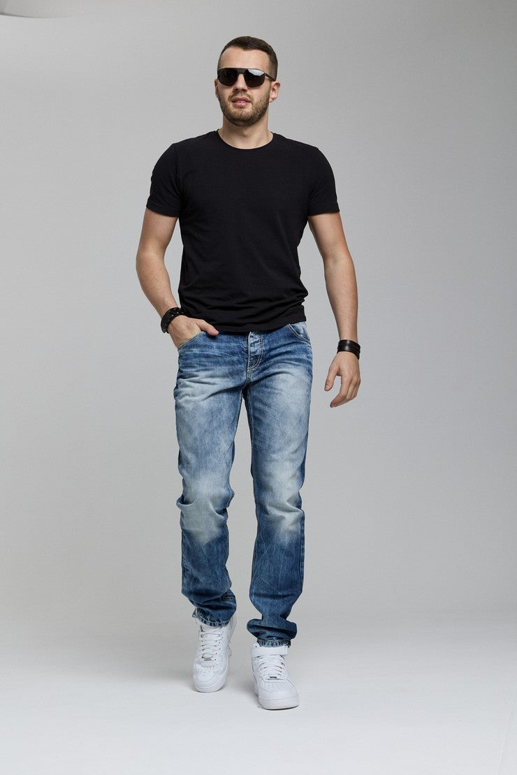 CD520 Jeans tubulaire pour hommes look usé