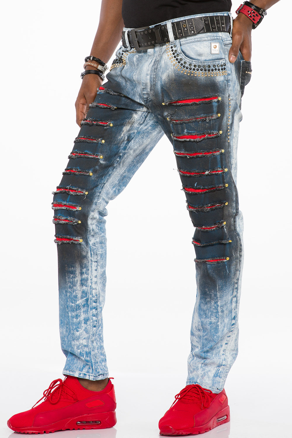 Jeans delgados de hombres de hombres CD526 en un aspecto de uso casual