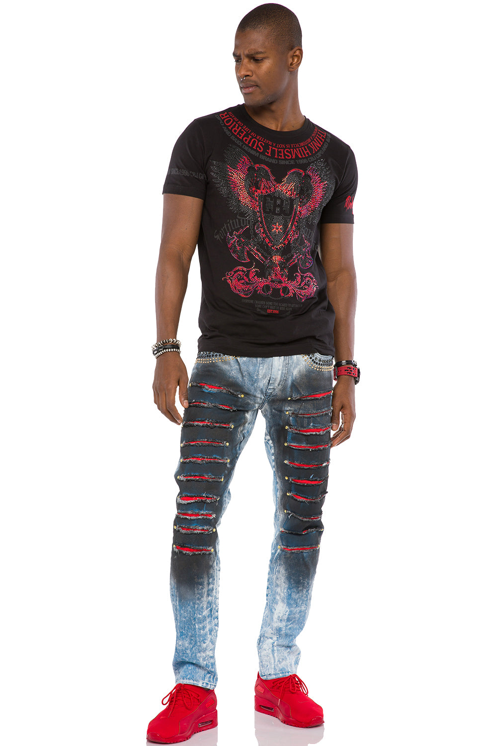 Jeans delgados de hombres de hombres CD526 en un aspecto de uso casual