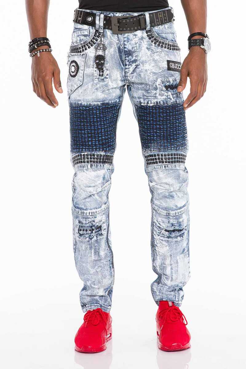 CD529 Skinny Jeans voor Heren met een Extravagante Washing in een Straight Fit