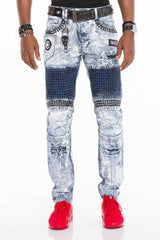 CD529 Skinny Jeans voor Heren met een Extravagante Washing in een Straight Fit