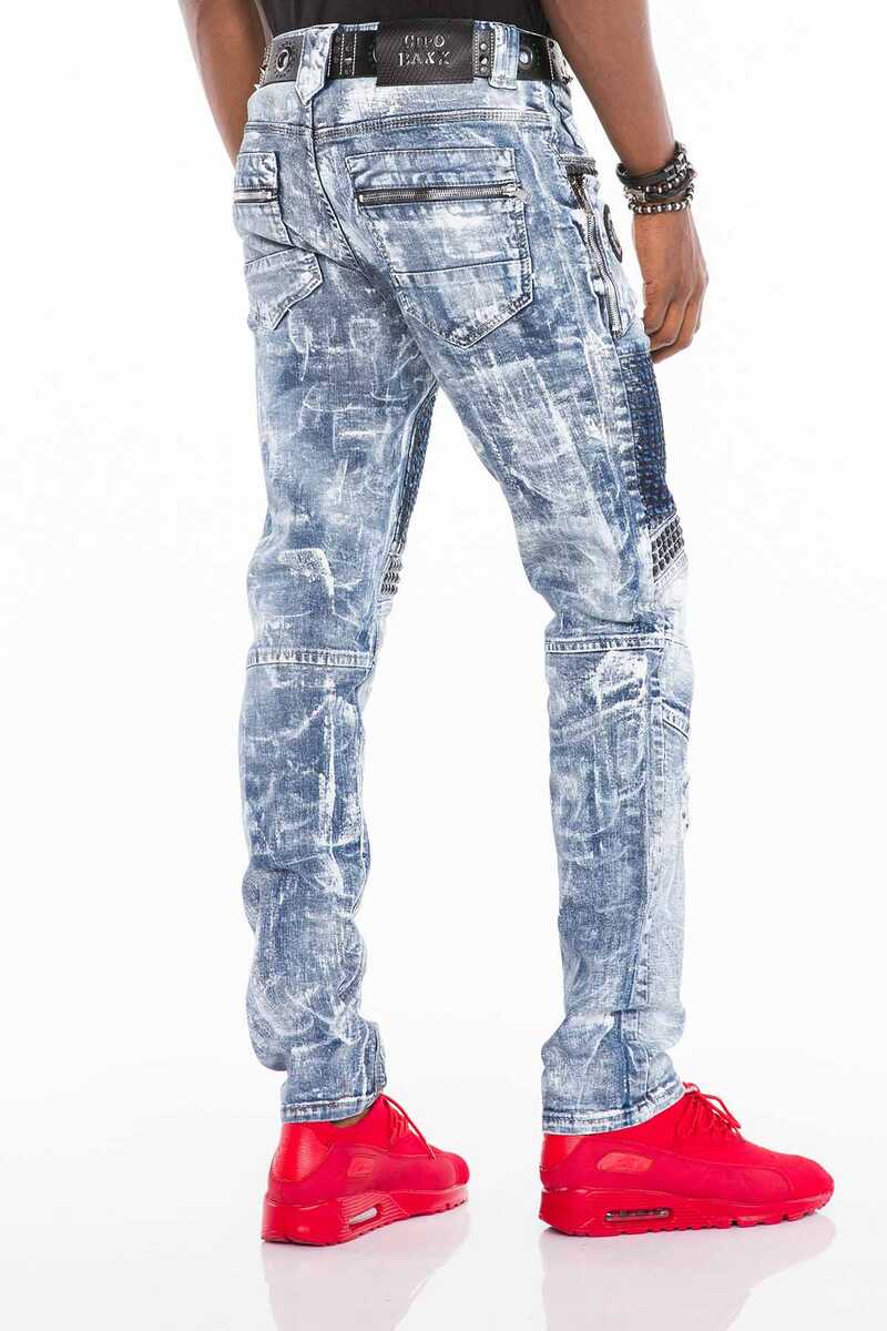 CD529 Skinny Jeans voor Heren met een Extravagante Washing in een Straight Fit