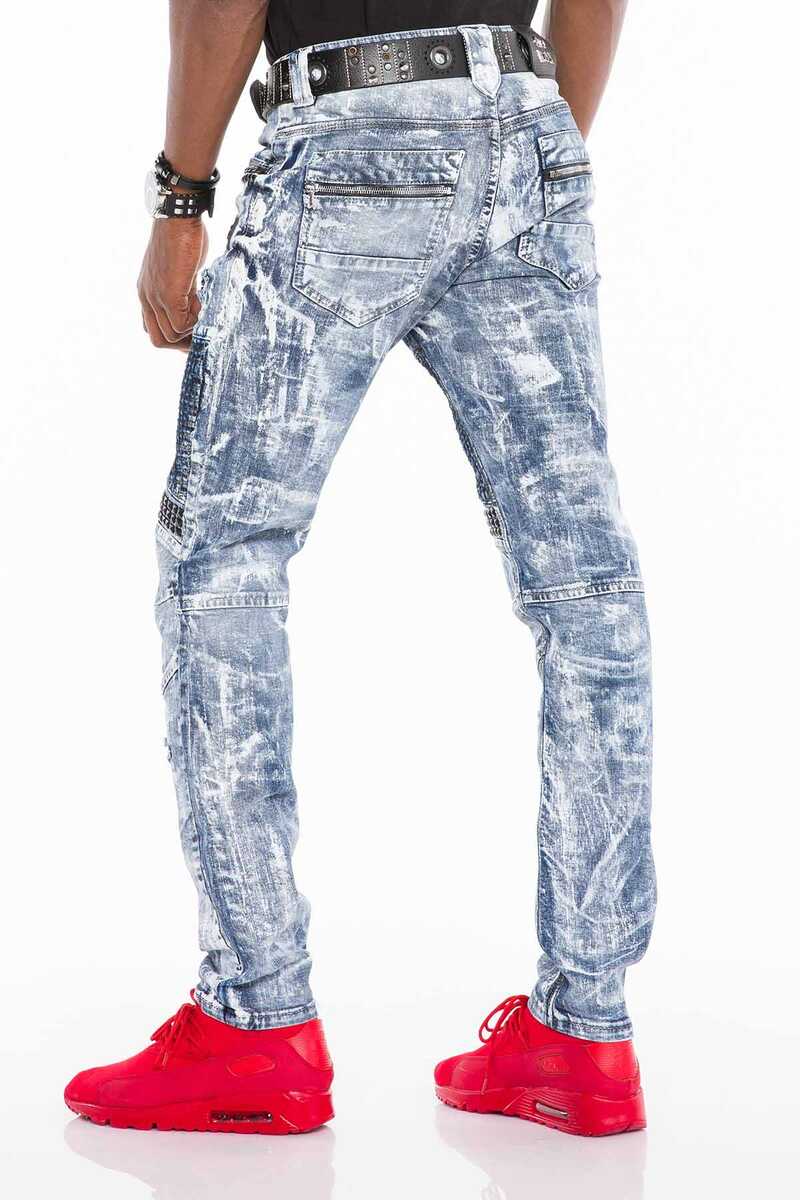CD529 Skinny Jeans voor Heren met een Extravagante Washing in een Straight Fit